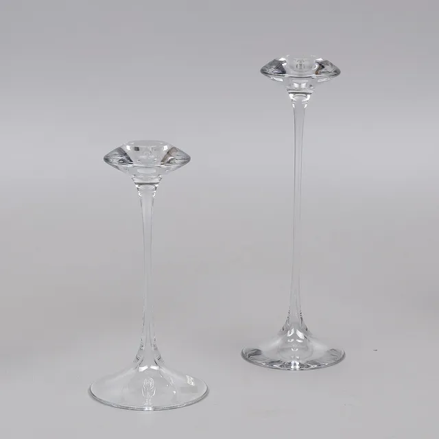 KJELL ENGMAN. Ljusstakar, 2 st, glas, "Fanfar", Kosta Boda.