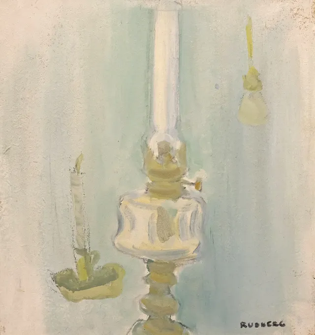 GUSTAV RUDBERG. OLJA PÅ TRÄSKIVA. STILLEBEN.