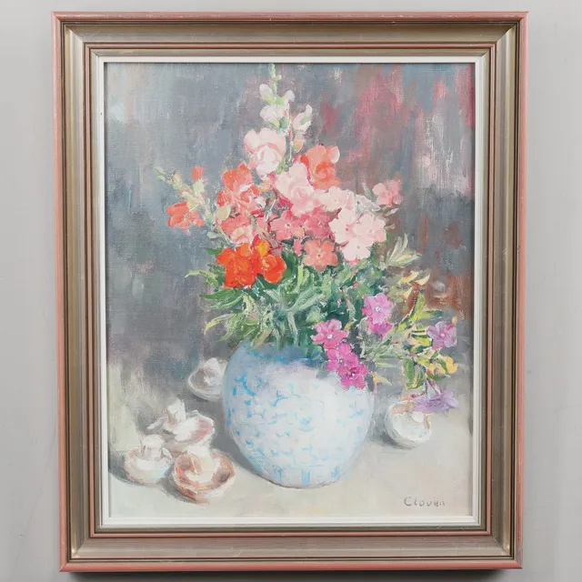 GUNNAR CLOVÉN. OLJA PÅ DUK, Blomsterstilleben, signerad.