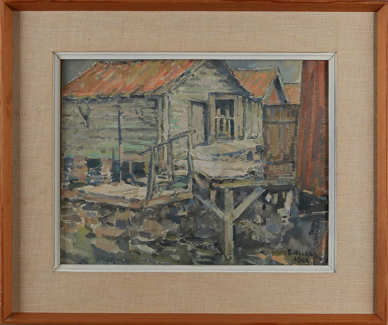 EDVIN OLLERS. Akvarell, signerad och daterad 1943. — Paintings — Auktionshuset Kolonn