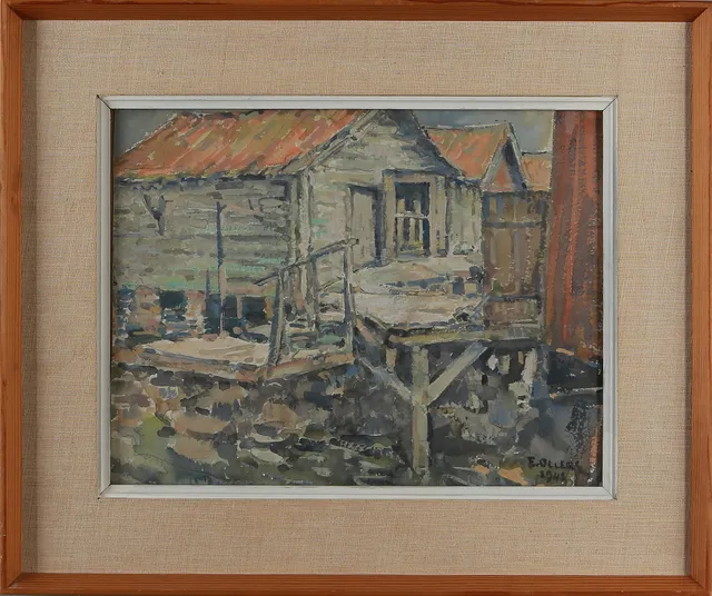 EDVIN OLLERS. Akvarell, signerad och daterad 1943.