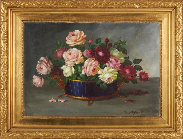 HOLGER FISCHER. Blomsterstilleben, olja på duk, signerad och daterad 1922.