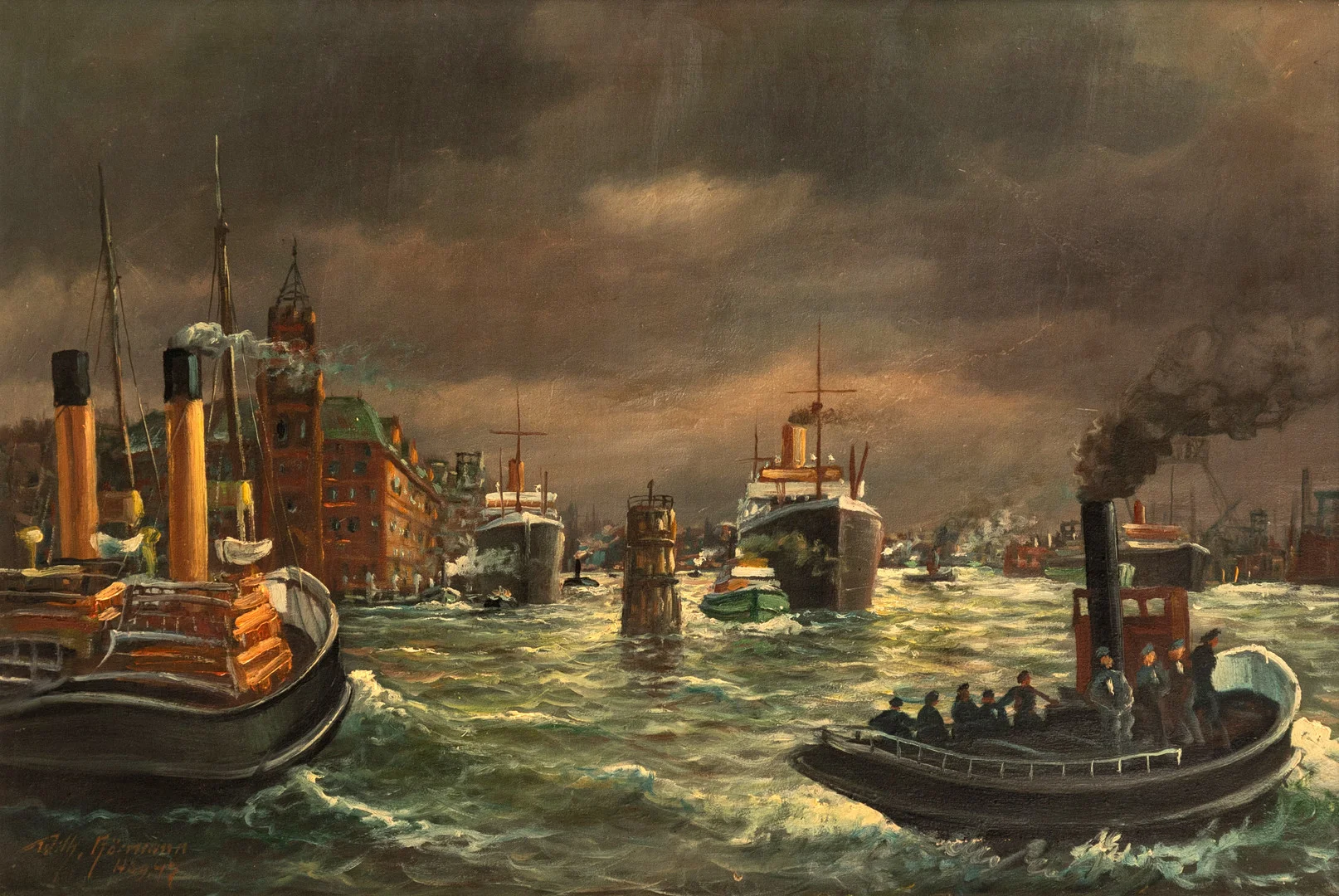 WILHELM HÖRMANN (GEB. 1916). Hamburger Hafen. — Paintings — Stockholms Auktionsverk Hamburg