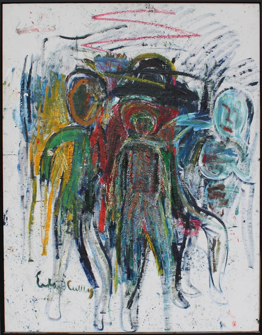 ERLAND CULLBERG. Människor i landskap. Olja på duk. Signerad Erland Cullberg. — Paintings — Garpenhus Auktioner