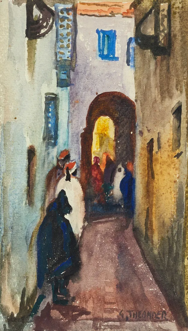 GUNNAR THEANDER (1894-1975). Souk i Tunis, signerad G. Theander, akvarell.