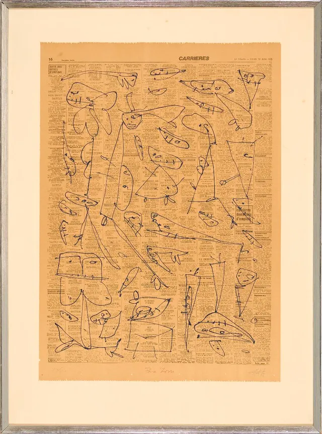 “Pour Jorn”, 1976. Signed Saura, 17/100. Lithograph and zinkograph. Sheet size 60×42 cm.