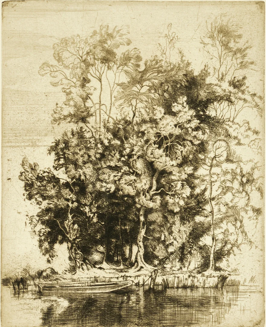 STIG BORGLIND (1892-1965). "Romantiskt landskap", signerad i blyerts, etsning, FfGK 1923. — Engravings & Prints — Crafoord Auktioner Stockholm
