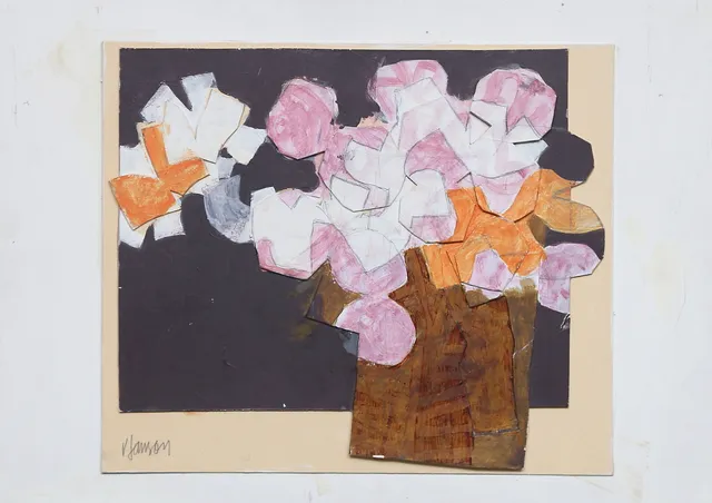 VIDE JANSON. Blandteknik/collage. Signerad.