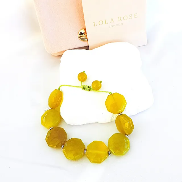 LOLA ROSE LONDON MUSTARD AGATE GEMSTONE BRACELET.