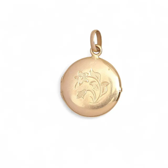 Gold picture frame pendant with floral decoration, early 20th Century.