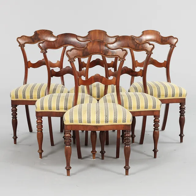 STOLAR, 6 st, Biedermeier, 1800-talets mitt.