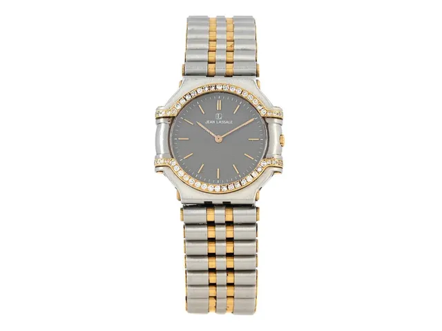 JEAN LASSALE, Geneve, Thalassa, Boett nr. 2F 70 518/S 62159, damur, 25 mm, stål/guld, quartz, safirglas, diamanttkrans (50 st. 8/8), integrerad originallänk, viklås, längd 165 mm, ca 1995.