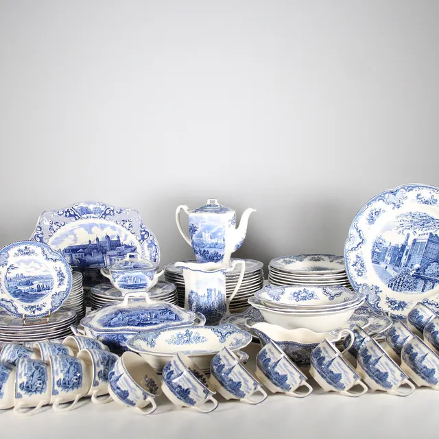 JOHNSON BROS. 'Old Britain Castles', Geschirr, blau, 118-teilig.