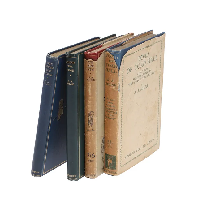 A. A. MILNE. When We Were Very Young, 1924; Winnie The Pooh, 1926; Now We Are Six, 1926; Toad of Toad Hall, 1929 (4).