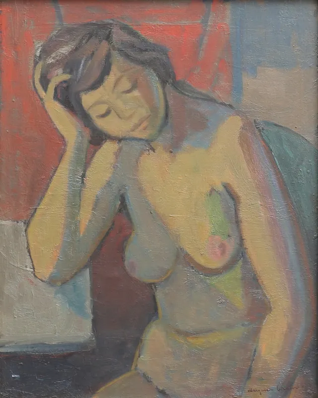 MARGARETA WALLIN. Nakenstudie. Olja på duk, signerad.