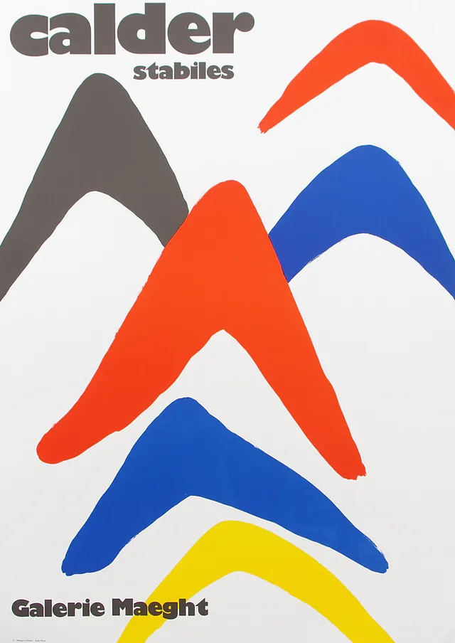 ALEXANDER CALDER. Färglitografi, original utställningsaffisch, Galerie Maeght.