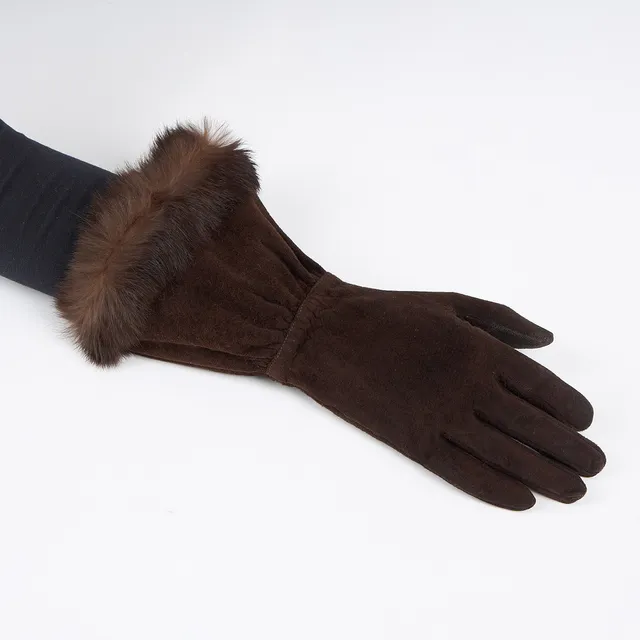 SAINT LAURENT, rive gauche, handskar, mockaläder och päls.