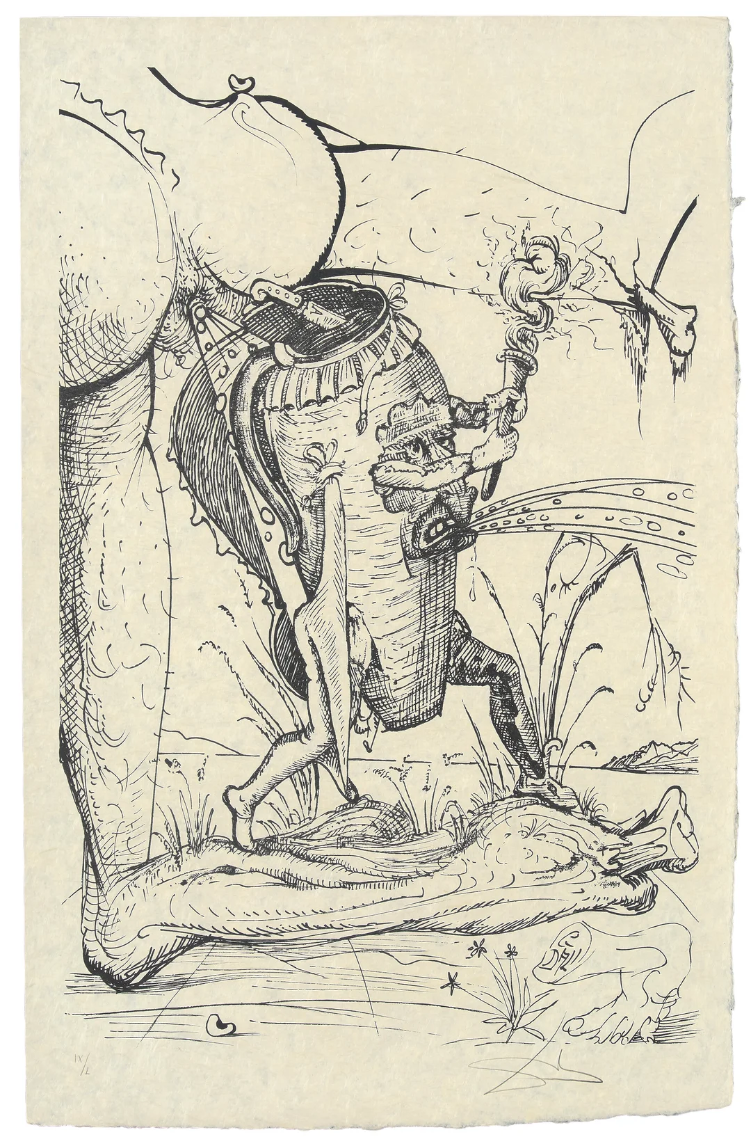 Dali, Salvador — Fra serien "Les Songes drolatiques de Pantagruel" 1973 — Kunst/Grafikk — Blomqvist