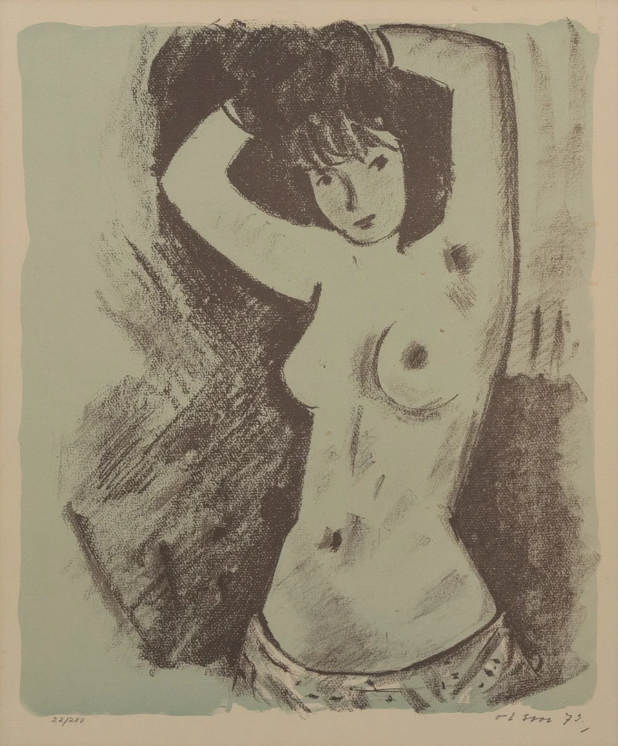 OVE OLSON. Modell, litografi nr 22/200, signerad och daterad -73. — Engravings & Prints — Garpenhus Auktioner