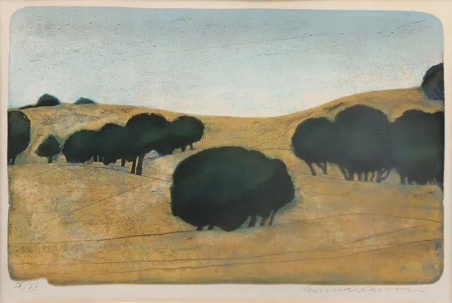 GUNNAR LARSSON (1925-2020). Skånskt landskap, litografi nr. IX/XV, signerad.