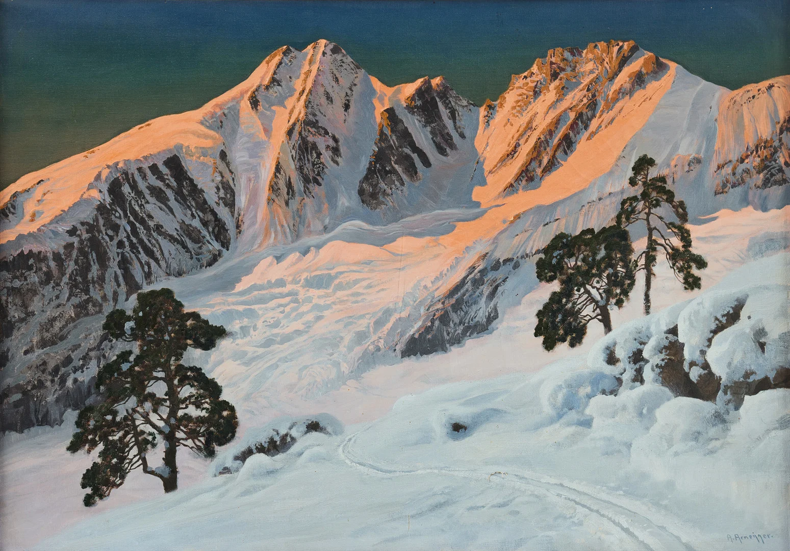 ALOIS ARNEGGER (1879-1963). Motiv från berget Großglockner/"Großglocknerkamm". — Paintings — Stockholms Auktionsverk Fine Art