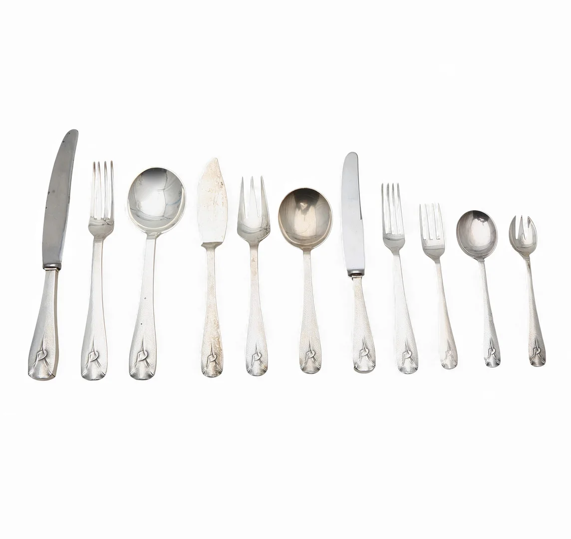 JAUME MERCADÉ. Twelve-service Art Deco silver cutlery. — Silver — Balclis