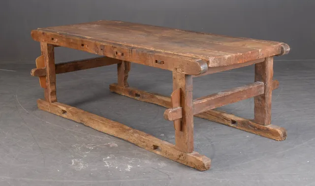 Upholstery table/Long table, solid oak, 19th century