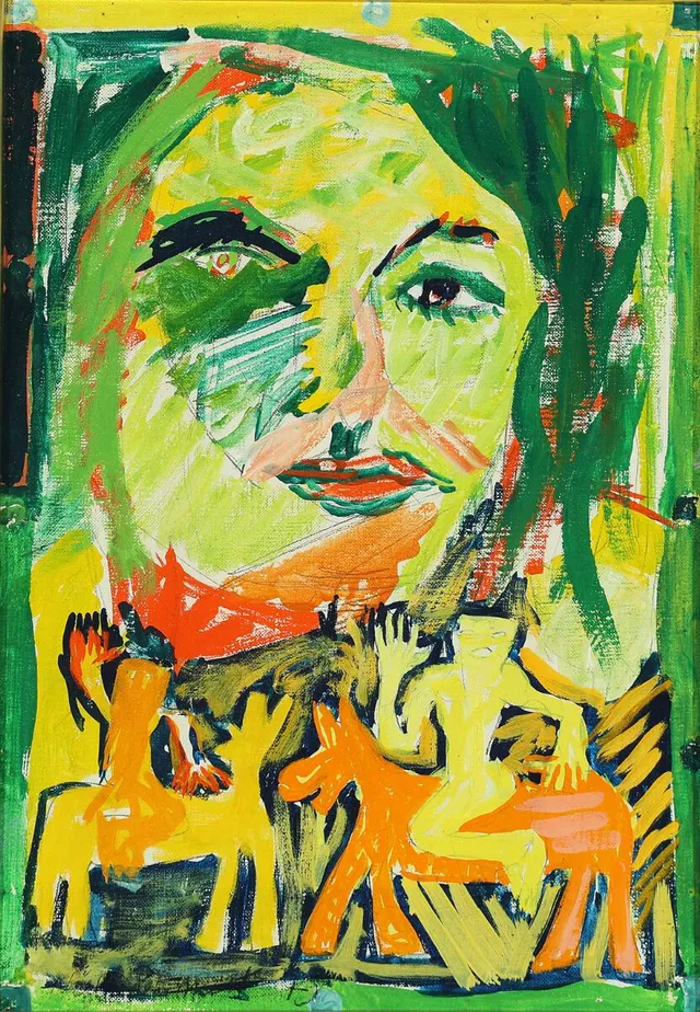 Untitled, 1973. Signed and dated. Oil on canvas mounted on board. 44×31 cm.