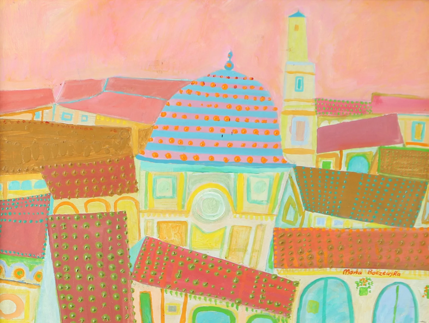 MARIA BOCZEWSKA. Hustak, olja på pannå, signerad. — Paintings — Helsingborgs Auktionskammare