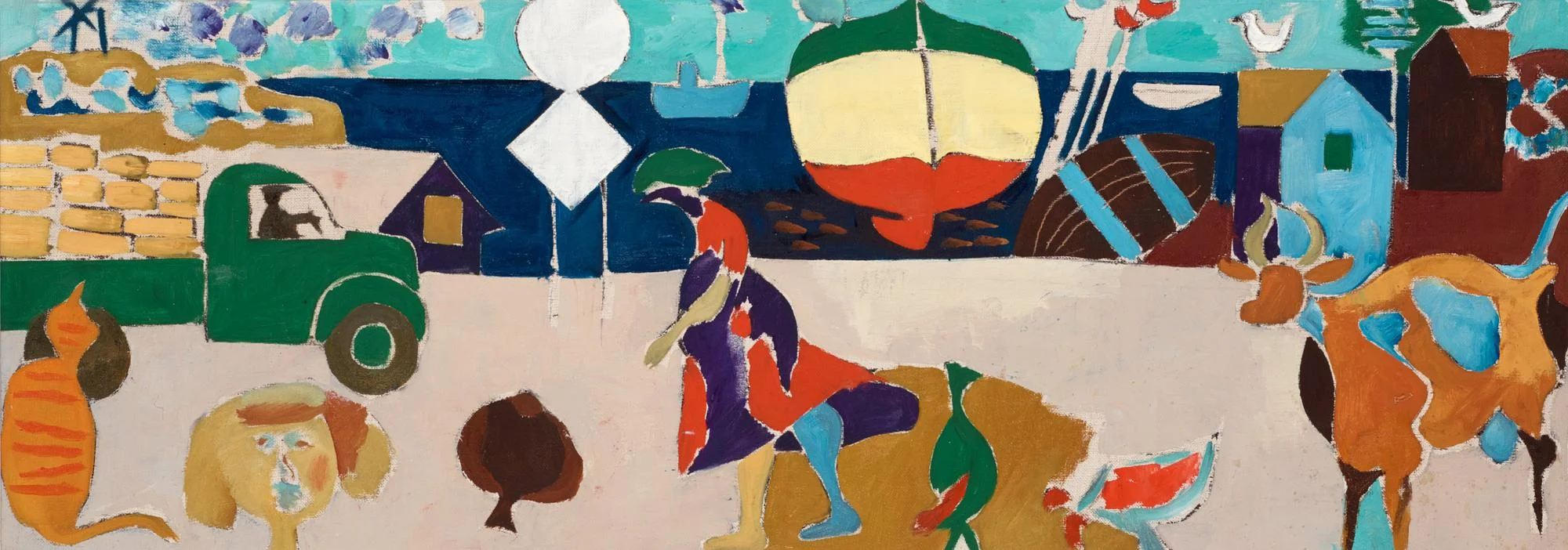Lage Lindell, Hamnmotiv från Herrvik, Gotland. — Bukowskis