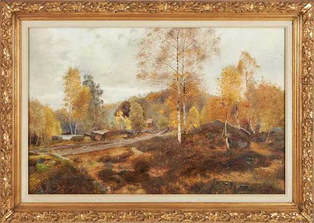 OLOF KRUMLINDE (1856-1945). Höstlandskap, olja på duk, signerad och daterad 1889.