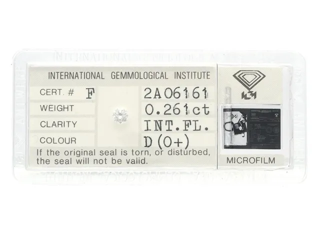 DIAMANT, briljantslipad, 0,26 ct, R(D)/IF, IGI certificate 2A06161, förseglad.