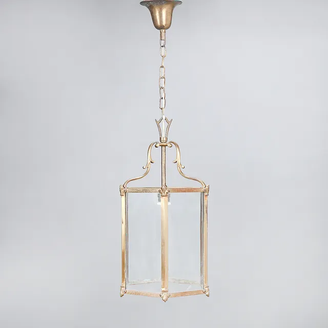 Brass and glass lantern, circa 1940.