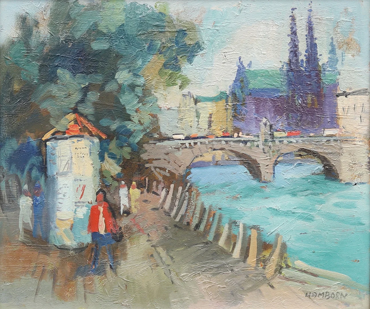 AXEL HAMBORN. Motiv från Paris, olja på pannå, signerad Hamborn. — Paintings — Garpenhus Auktioner