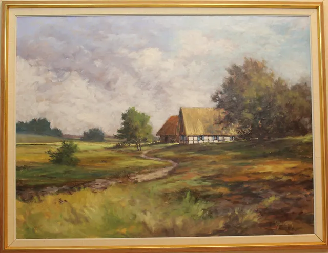ROLF HALLENGREN. Skånegård. Olja på duk. Signerad R Hallengren.