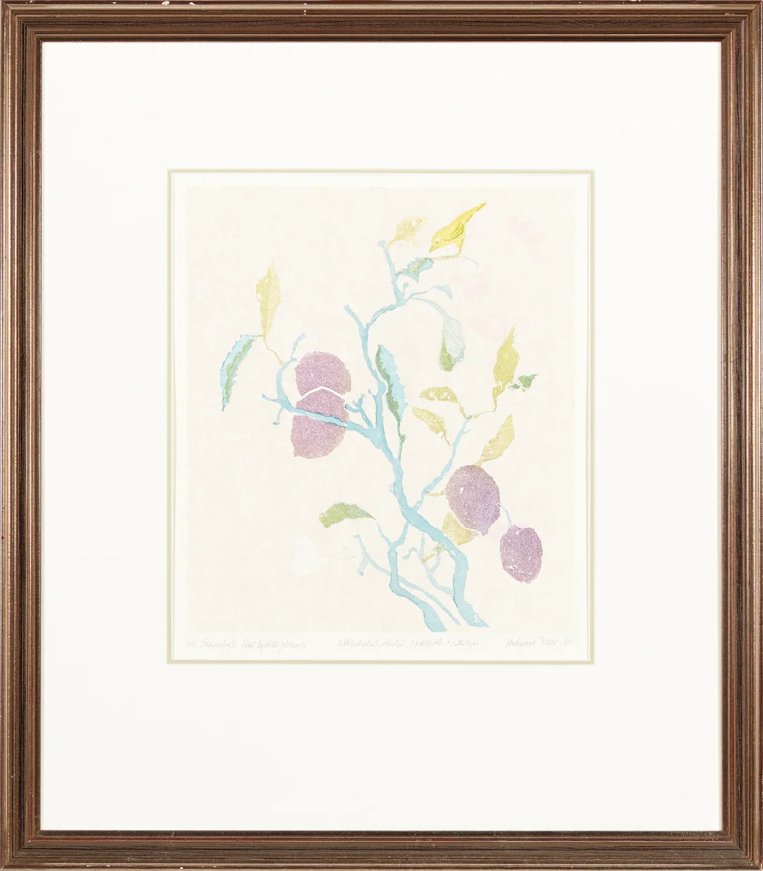 Finne, Ferdinand — "Sommerfugler blandt tyrkiske plommer" 1983 — Kunst/Grafikk — Blomqvist