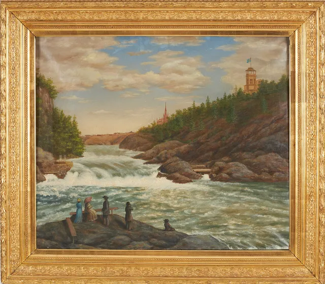 CARL FREDRIK STRÖM (SVERIGE 1816–1907). TILLSKRIVEN. Landskap med figurer, olja på duk, osignerad.