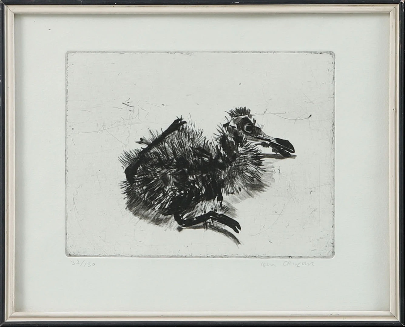 LENA CRONQVIST. Fågelunge, etsning, signerad och numrerad 32/130. — Engravings & Prints — Göteborgs Auktionsverk
