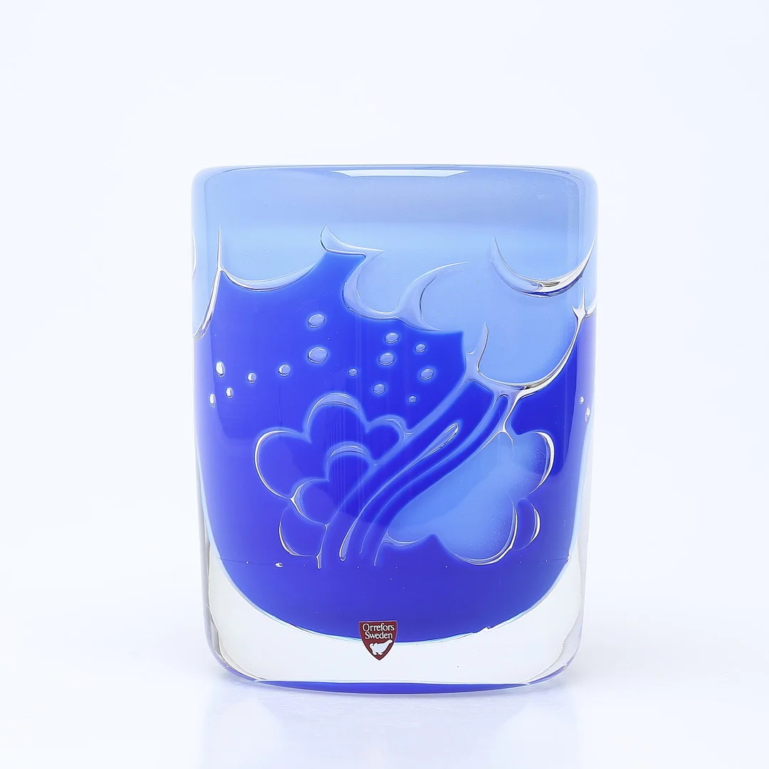 OLLE ALBERIUS. Vas, Ariel, glas, signerad, Gallery, Orrefors. — Art glass — Auktionshuset Kolonn