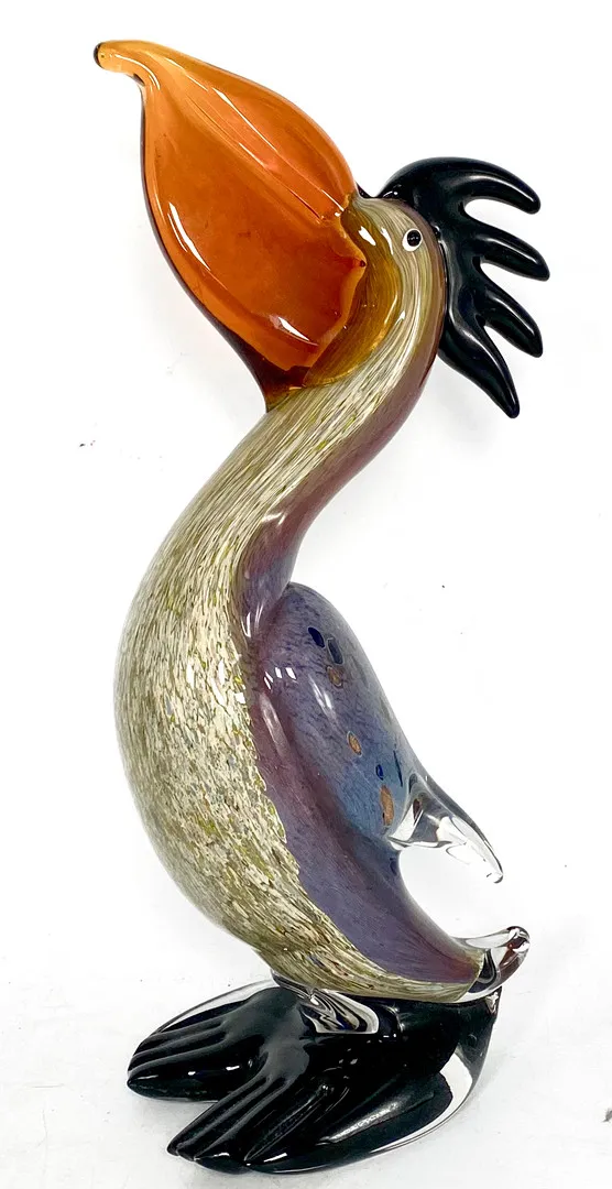 FIGURA DE PELÍCANO EN CRISTAL DE MURANO SOPLADO.
