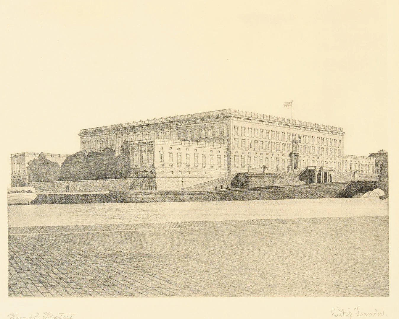 GUSTAF ISANDER (1863-1929). "Kungliga slottet, Stockholm". — Engravings & Prints — Uppsala Auktionskammare