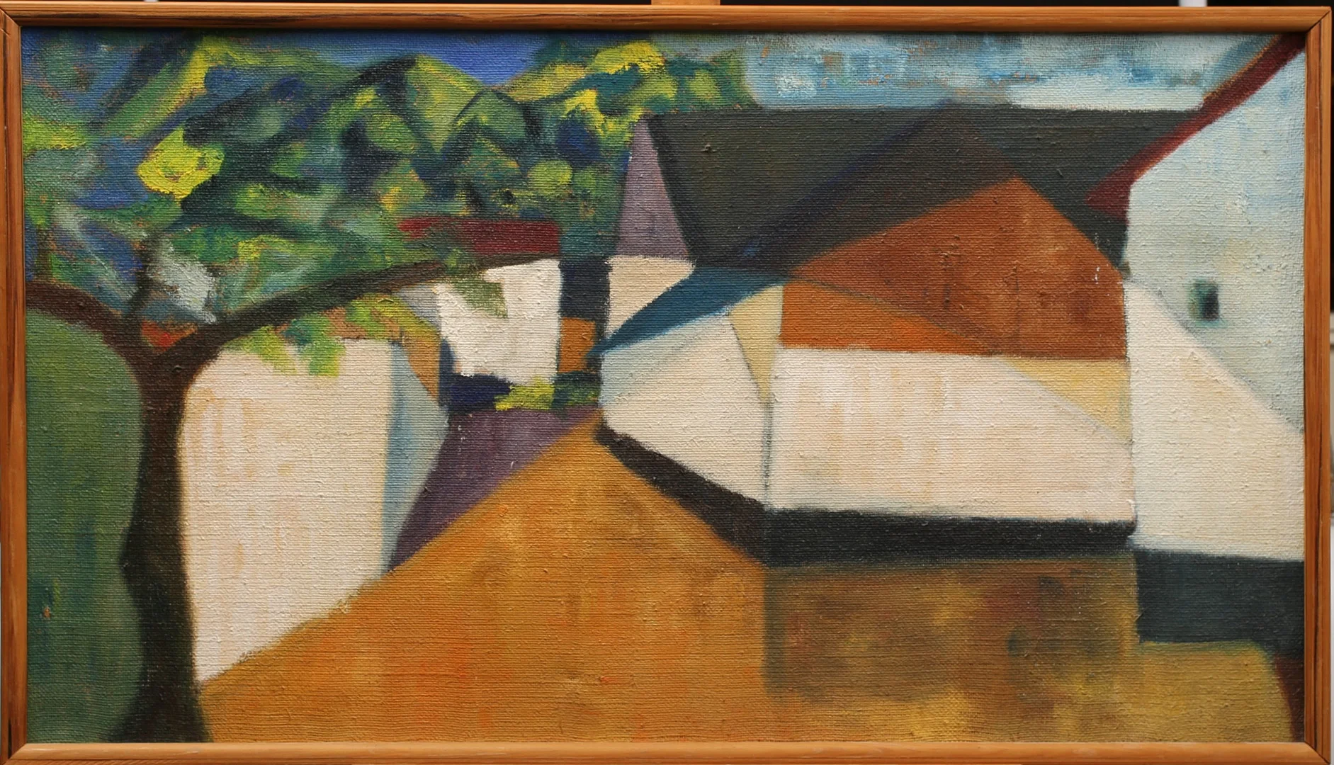 OLJA PÅ DUK. Signerad K.Lindberg, titel: dansk bondegår. Daterad 67. — Paintings — Limhamns Auktionsbyrå