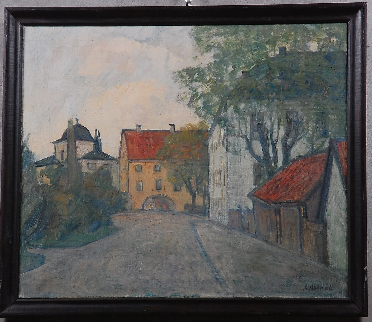 GUSTEN WIDERBÄCK. 1879-1970, olja på duk, Motiv från Uppsala, signerad. — Paintings — Auktionsverket Engelholm