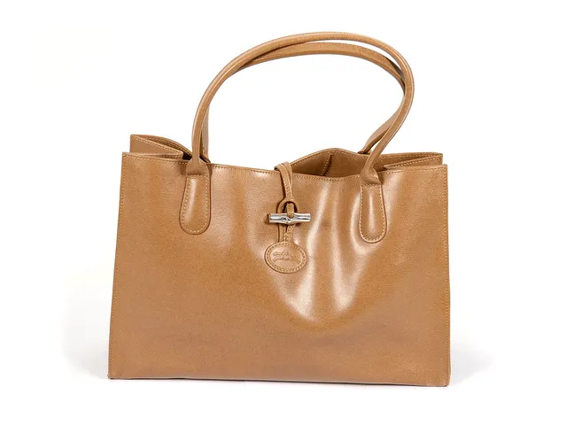 VÄSKA, LONGCHAMP, beige läder, 36x25x12cm, dustbag.