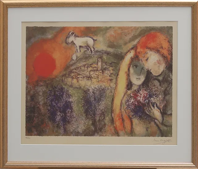MARC CHAGALL. EFTER. Paret, färglitografiskt tryck, signerad och numrerad i trycket.