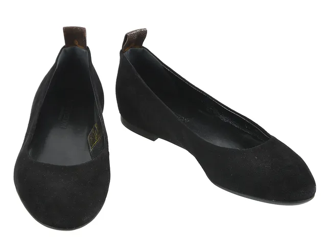 SKOR, LOUIS VUITTON, Ballerina, svart mocka, stl 37, skopåsar, kartong,