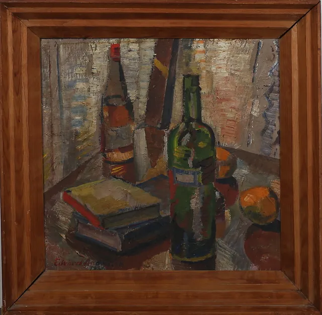 EDVARD ANDERSSON. Stilleben. Olja på pannå. signerad.