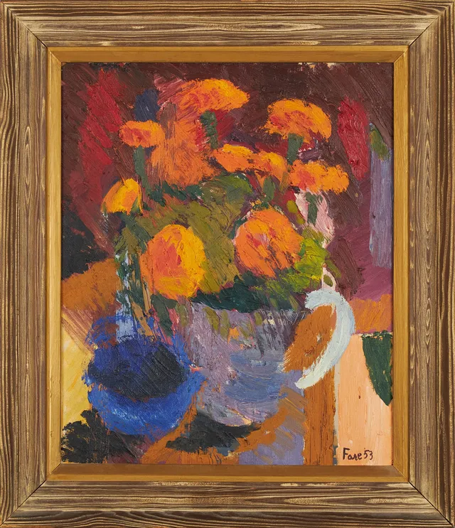 LEOPOLD FARE. Blomsterstilleben, olja på pannå, signerad Fare- 53.