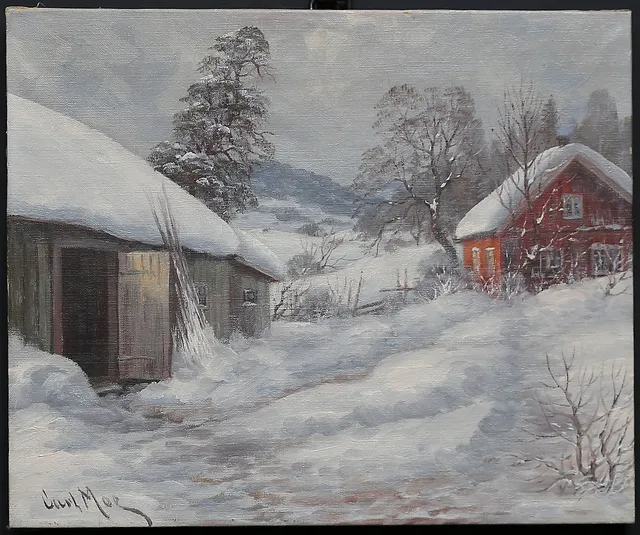 CARL MOE. Vinterlandskap, olja på duk, signerad.