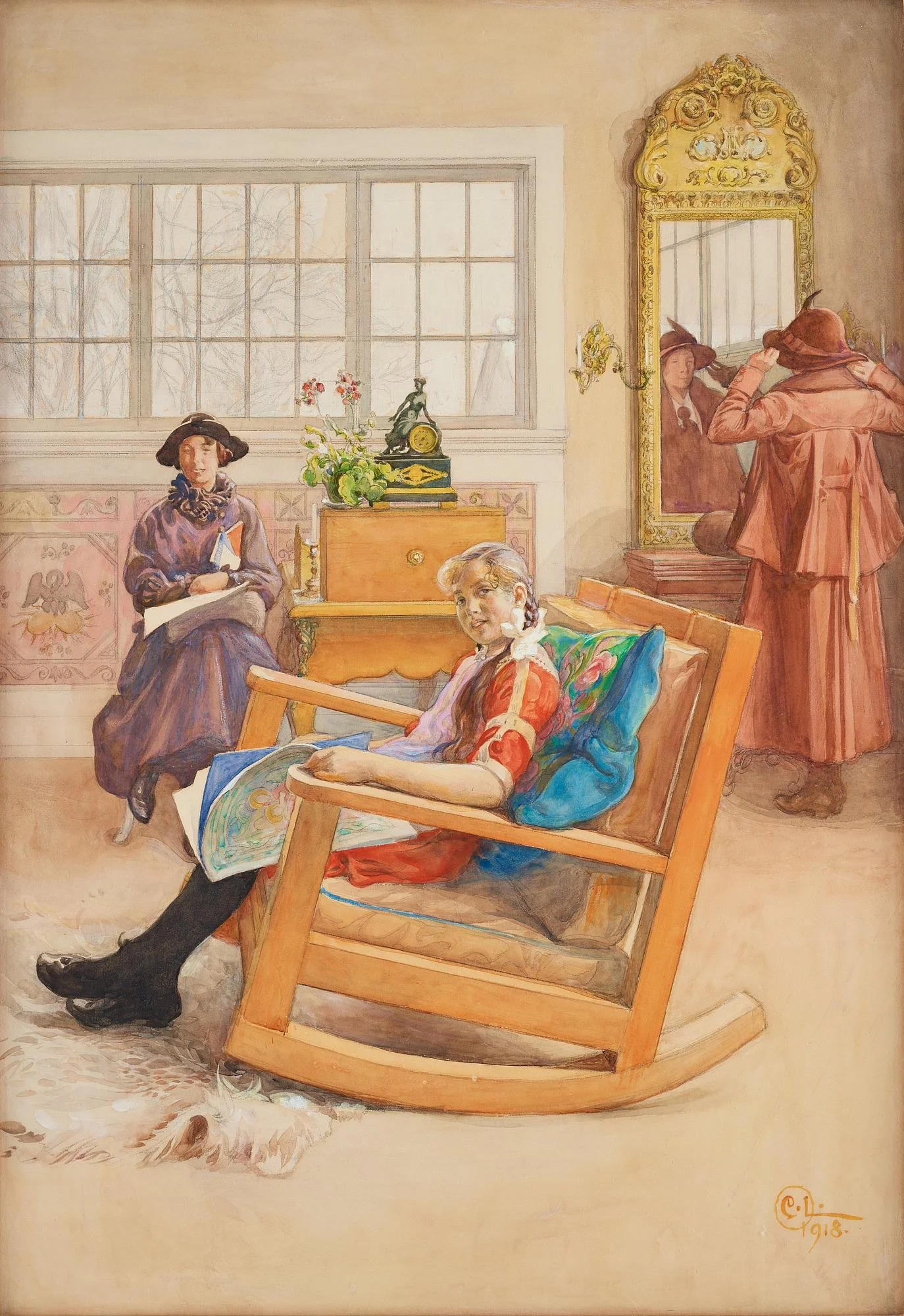Carl Larsson, "Hattprovningen". — Bukowskis